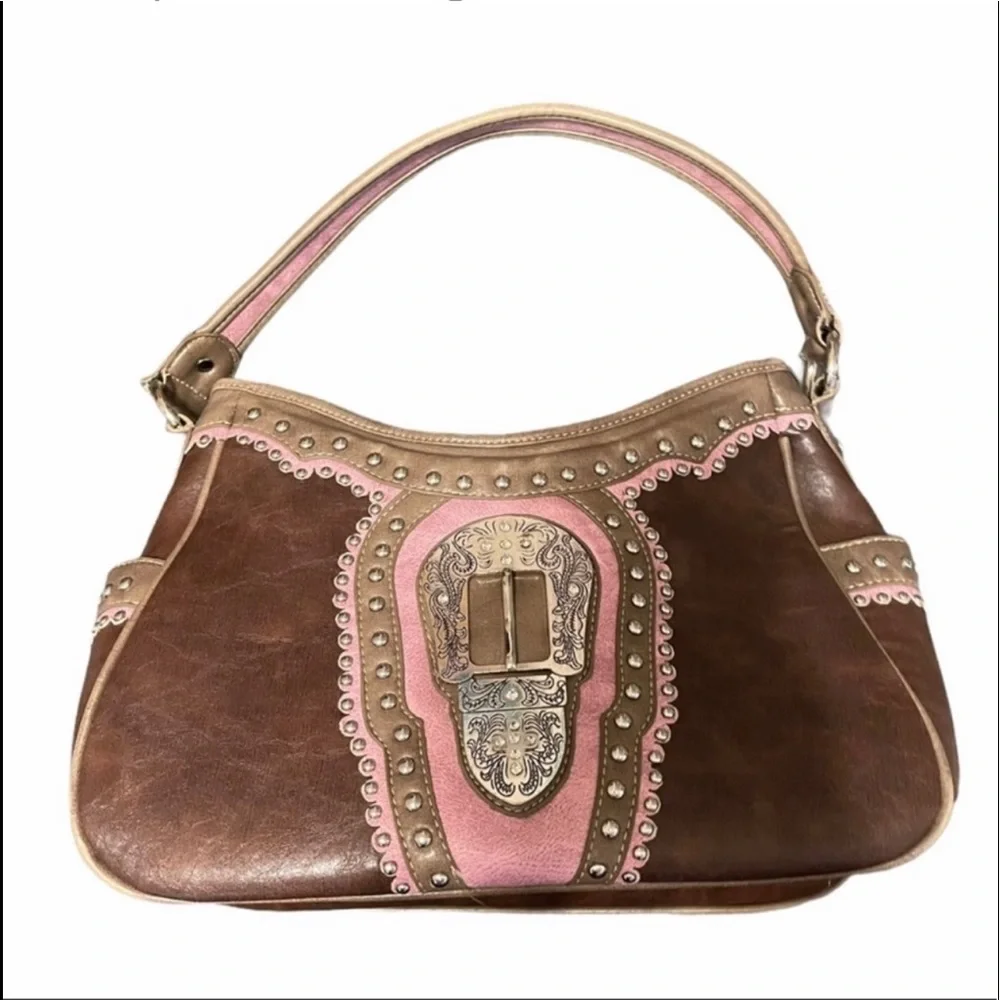 Vintage Montana West Brown Pink Tan Concealed Weapon Bag New Without Tags - Picture 3 of 17